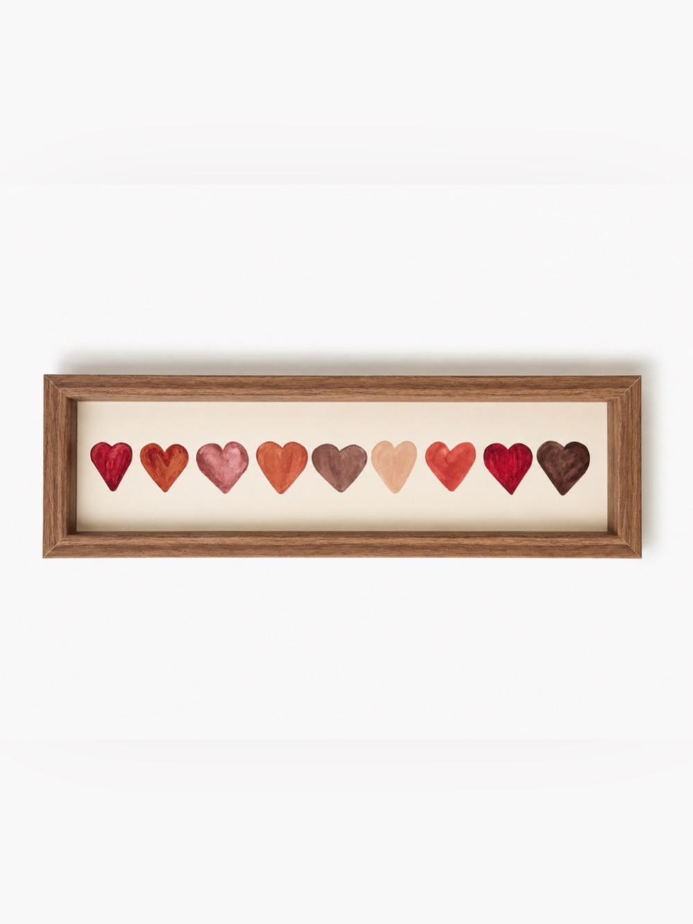Framed Heart Watercolor Column Art - Warm Neutrals & Reds